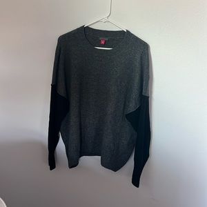 Vince Camuto sweater with dark gray body and black sleeves